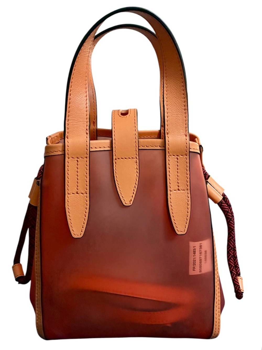 Furla Digizia Pink Jelly Tote Handbag Leather Trim Two Tone Cord Drawstring MINI - Picture 5 of 13